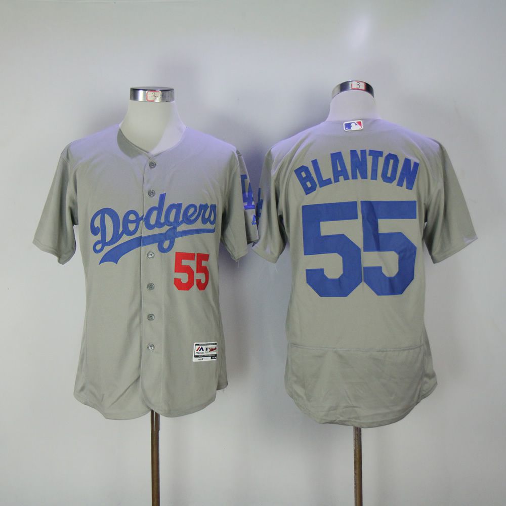 Men Los Angeles Dodgers 55 Blanton Grey Elite MLB Jerseys
